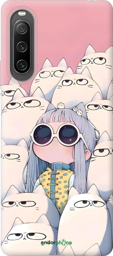 Силиконовый чехол Малышка с котами для Sony Xperia 10 IV - 6295u-2789 изображение 