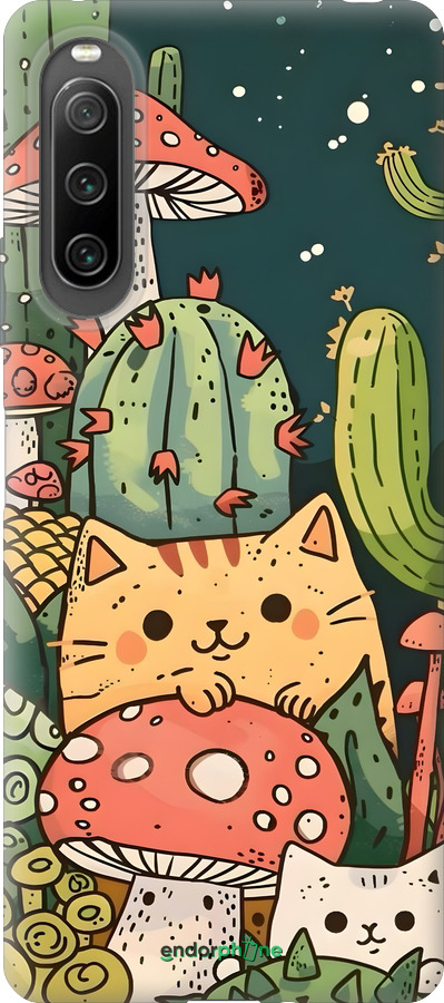 Силиконовый чехол Коты грибы для Sony Xperia 10 IV - 6321u-2789 изображение 