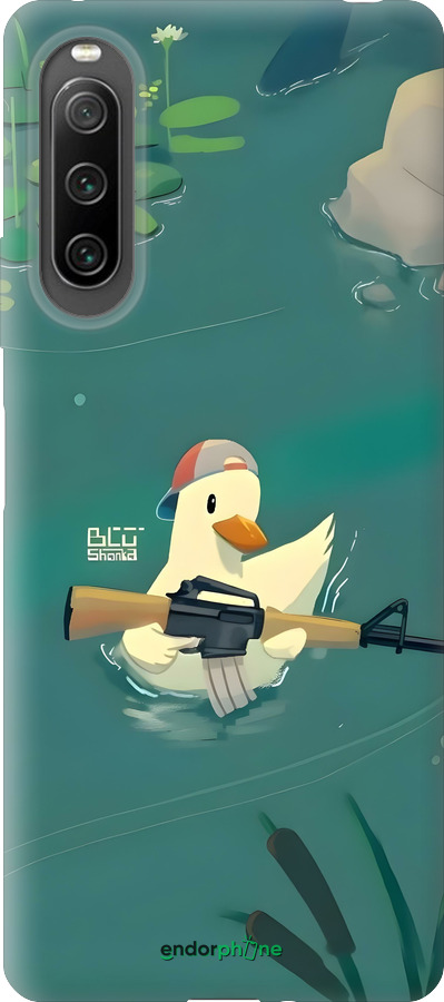 Силіконовий чехол Каченя з автоматом для Sony Xperia 10 IV - 6356u-2789 изображение 