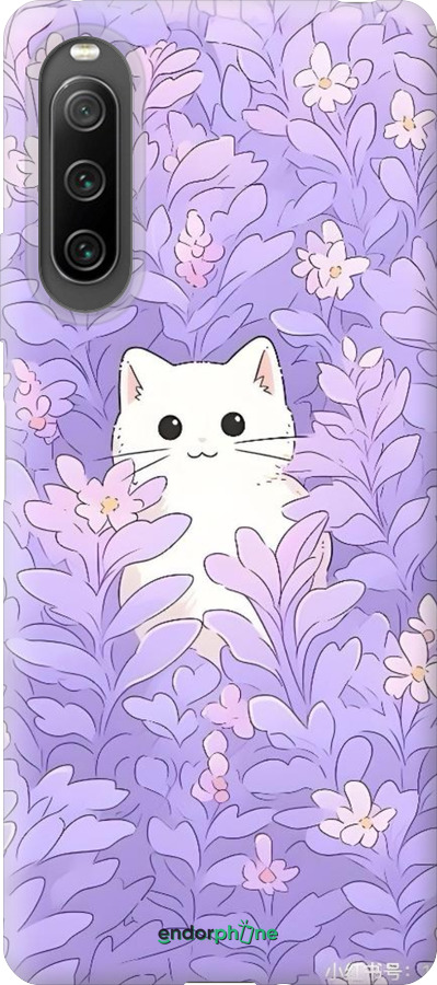 Силиконовый чехол Котик в цветах для Sony Xperia 10 IV - 6390u-2789 изображение 