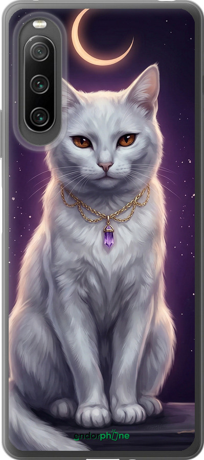 Силіконовий чехол Mystic White Cat Gothic Dark Purple Gold для Sony Xperia 10 IV - 6805u-2789 изображение 