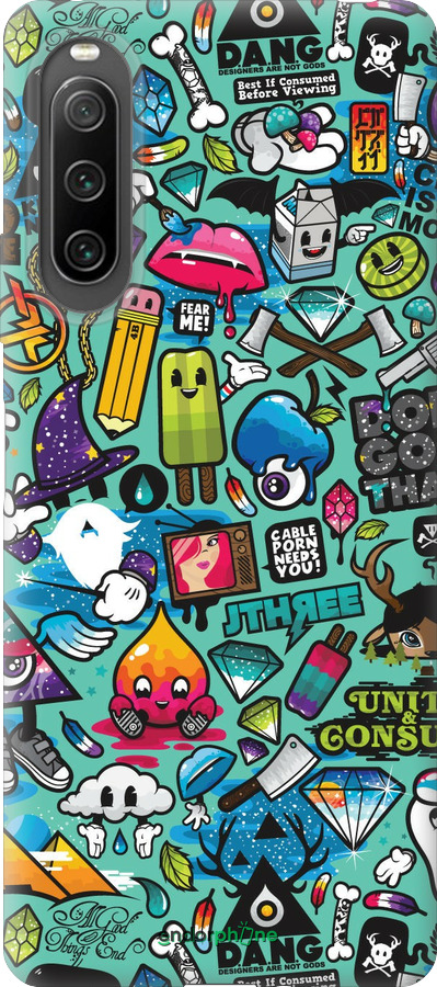 Силиконовый чехол Стикер бомбинг 1 для Sony Xperia 10 IV - 693u-2789 изображение 