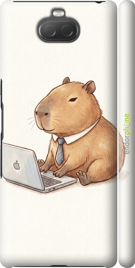 3D пластиковий матовий чехол Funny Capybara CEO Working для Sony Xperia 10 Plus I4213 - 6777m-1690 изображение 