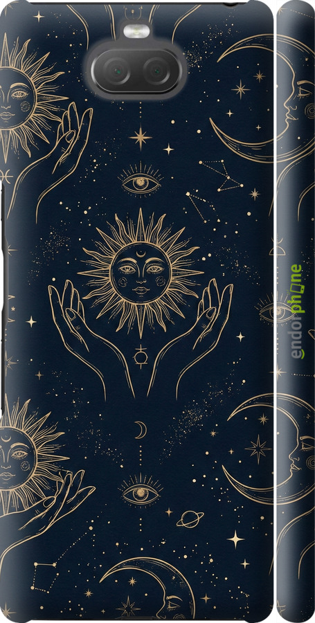 3D пластиковый матовый чехол Celestial Harmony: Sun & Moon Gold Mystic Pattern для Sony Xperia 10 Plus I4213 - 6778m-1690 изображение 