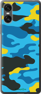 Силиконовый чехол Желто-голубой камуфляж для Sony Xperia 10 VI - 1084u-3976 изображение 