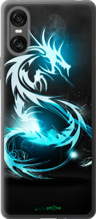Силиконовый чехол Бело-голубой огненный дракон для Sony Xperia 10 VI - 113u-3976 изображение 