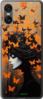 Силиконовый чехол Чехол для телефона Девушка с оранжевыми бабочками для Sony Xperia 10 VI - 5940u-3976 изображение 