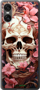 Силіконовий чехол Череп у рожевих квітах для Sony Xperia 10 VI - 5965u-3976 изображение 