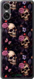 Силиконовый чехол Черепа и розы для Sony Xperia 10 VI - 6316u-3976 изображение 