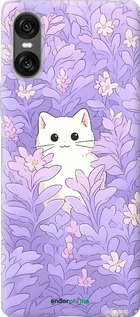 Силиконовый чехол Котик в цветах для Sony Xperia 10 VI - 6390u-3976 изображение 