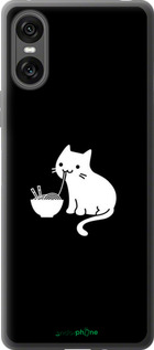 Силиконовый чехол С милым котом на черном фоне для Sony Xperia 10 VI - 6528u-3976 изображение 