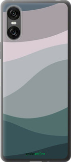 Силиконовый чехол С фиолетовым и бирюзовым ретро-стилем и волнами для Sony Xperia 10 VI - 6533u-3976 изображение 