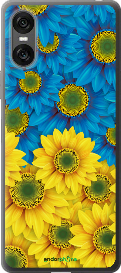 Силиконовый чехол Жёлто-голубые цветы для Sony Xperia 10 VI - 1048u-3976 изображение 