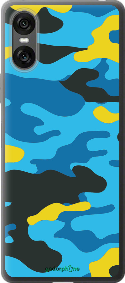 Силиконовый чехол Желто-голубой камуфляж для Sony Xperia 10 VI - 1084u-3976 изображение 
