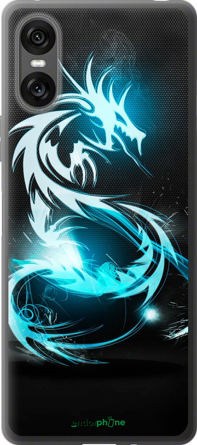 Силиконовый чехол Бело-голубой огненный дракон для Sony Xperia 10 VI - 113u-3976 изображение 