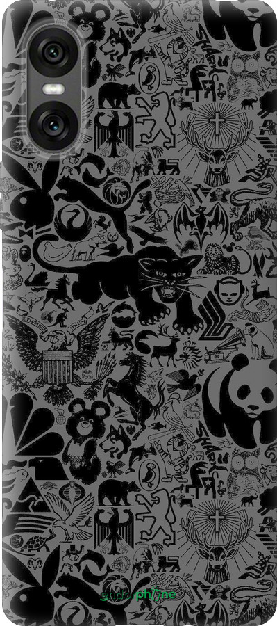 Силиконовый чехол Чёрно-серый стикер бомбинг для Sony Xperia 10 VI - 2432u-3976 изображение 