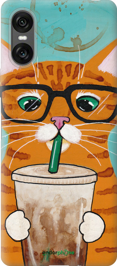 Силиконовый чехол Зеленоглазый кот в очках для Sony Xperia 10 VI - 4054u-3976 изображение 