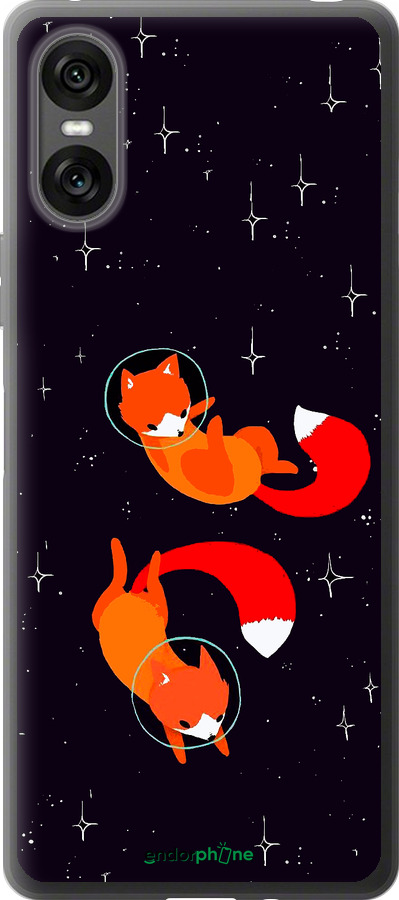 Силиконовый чехол Лисички в космосе для Sony Xperia 10 VI - 4519u-3976 изображение 