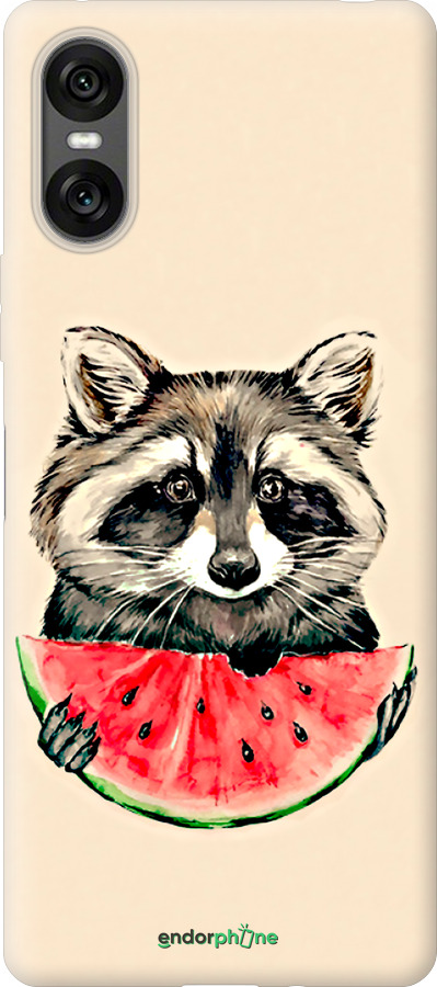 Силиконовый чехол Енотик с арбузом для Sony Xperia 10 VI - 4605u-3976 изображение 