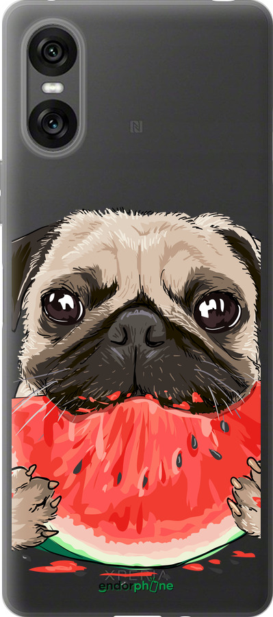 Силіконовий чехол Мопс і кавун для Sony Xperia 10 VI - 4665u-3976 изображение 
