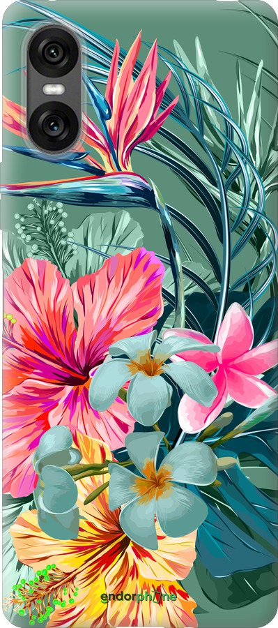 Силиконовый чехол Тропические цветы v1 для Sony Xperia 10 VI - 4667u-3976 изображение 