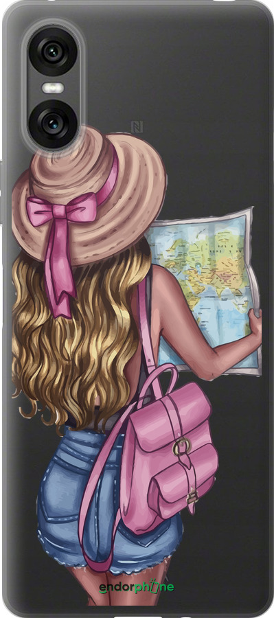 Силиконовый чехол Девушка с картой для Sony Xperia 10 VI - 4704u-3976 изображение 