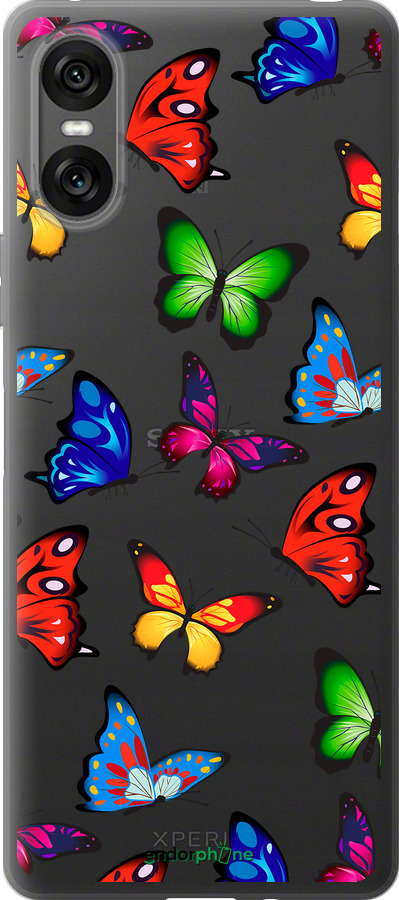 Силиконовый чехол Красочные мотыльки для Sony Xperia 10 VI - 4761u-3976 изображение 