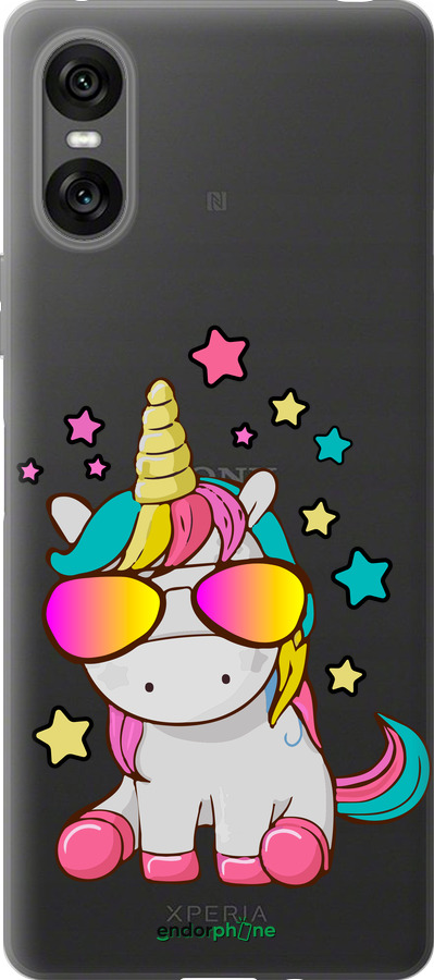 Силиконовый чехол Единорог в очках для Sony Xperia 10 VI - 4879u-3976 изображение 