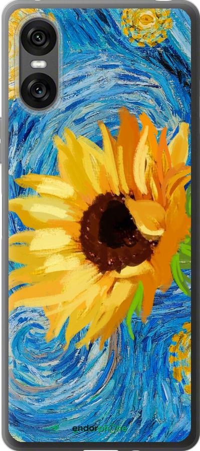 Силиконовый чехол Цветы желто-голубые для Sony Xperia 10 VI - 5308u-3976 изображение 