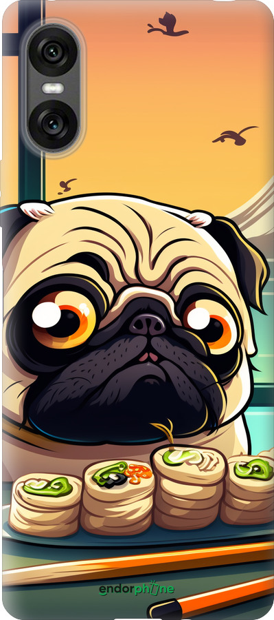 Силиконовый чехол Мопс и суши для Sony Xperia 10 VI - 5588u-3976 изображение 