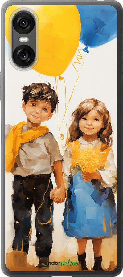 Силиконовый чехол Дети с шариками для Sony Xperia 10 VI - 5659u-3976 изображение 