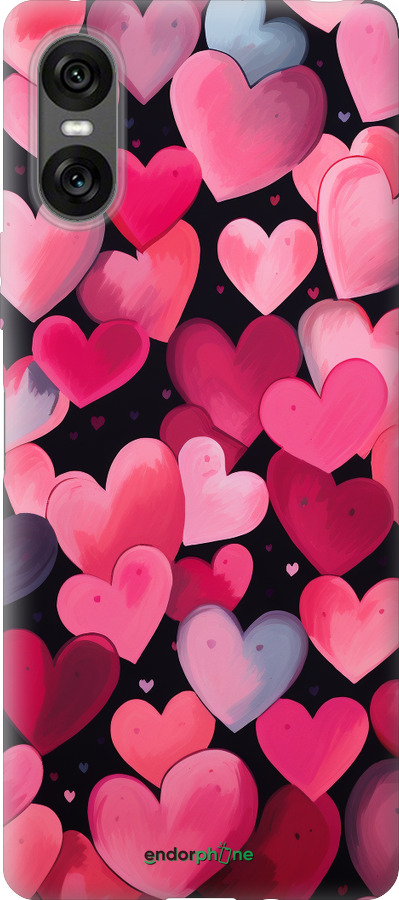 Силиконовый чехол Сердечки 4 для Sony Xperia 10 VI - 5662u-3976 изображение 