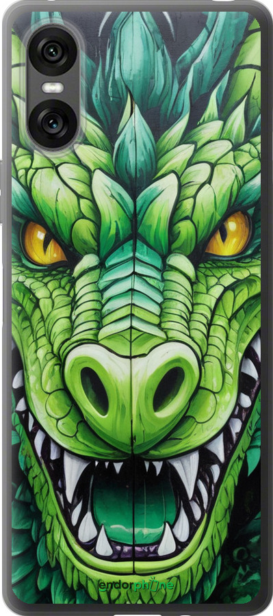 Силиконовый чехол Зелёный дракон для Sony Xperia 10 VI - 5816u-3976 изображение 