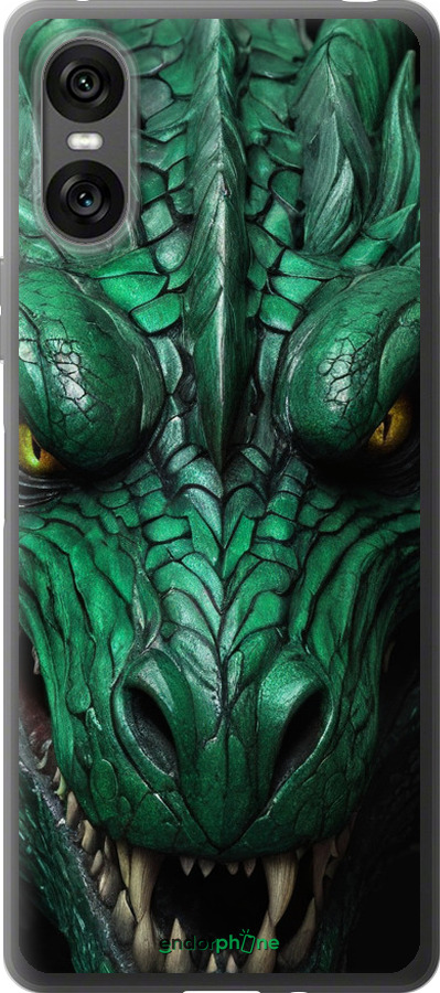 Силиконовый чехол Зелёный дракон v2 для Sony Xperia 10 VI - 5817u-3976 изображение 