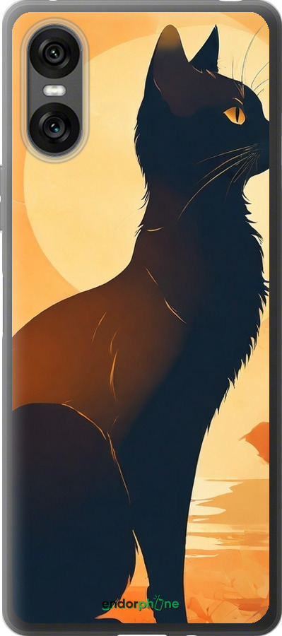 Силиконовый чехол Черная кошка v2 для Sony Xperia 10 VI - 5830u-3976 изображение 