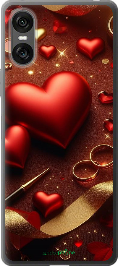 Силиконовый чехол Сердечки v3 для Sony Xperia 10 VI - 5833u-3976 изображение 