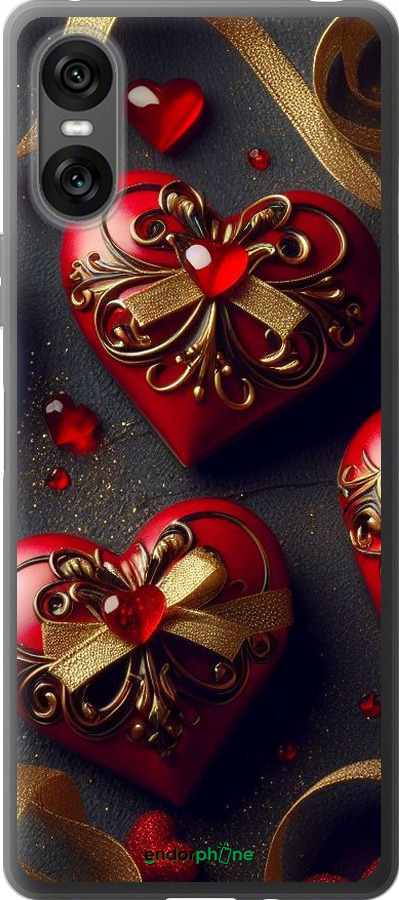 Силиконовый чехол Сердечки v4 для Sony Xperia 10 VI - 5834u-3976 изображение 