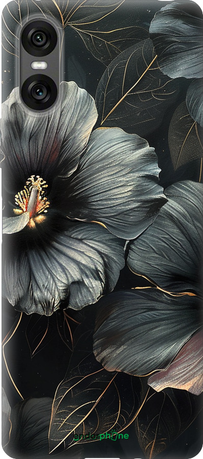 Силиконовый чехол Черные цветы для Sony Xperia 10 VI - 6031u-3976 изображение 