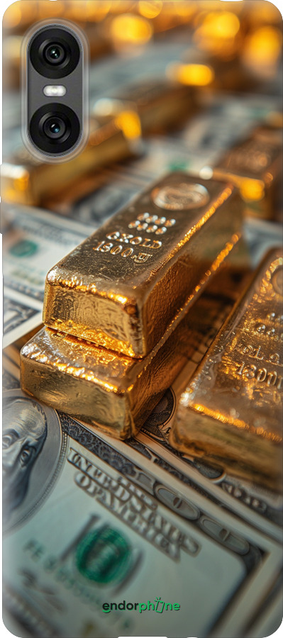 Силиконовый чехол Слитки и доллары для Sony Xperia 10 VI - 6105u-3976 изображение 