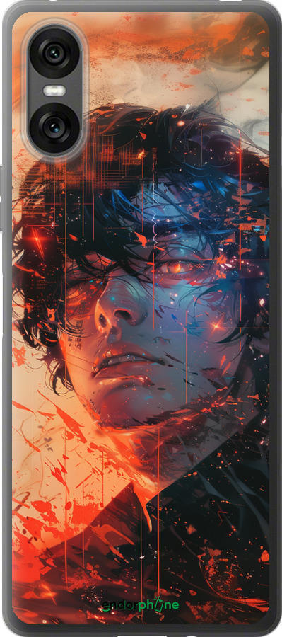 Силиконовый чехол Лицо в пламени для Sony Xperia 10 VI - 6127u-3976 изображение 