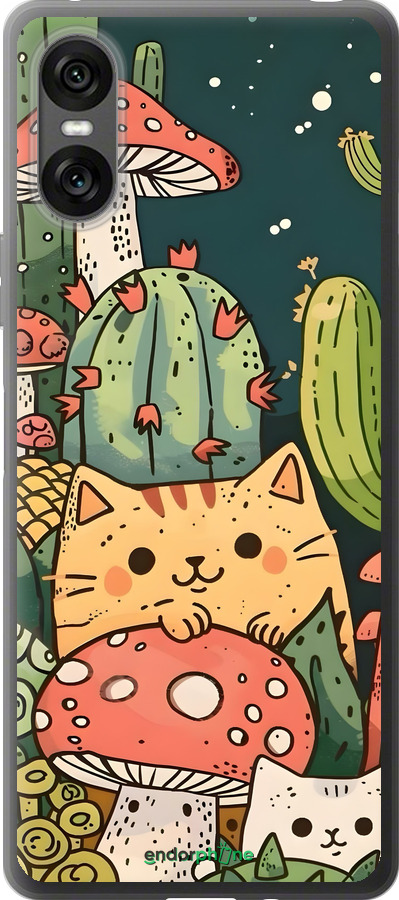 Силиконовый чехол Коты грибы для Sony Xperia 10 VI - 6321u-3976 изображение 