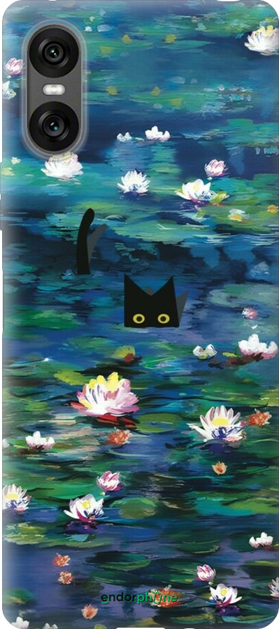 Силиконовый чехол Чехол с изображением водяных лилий Моне и кошек для Sony Xperia 10 VI - 6399u-3976 изображение 