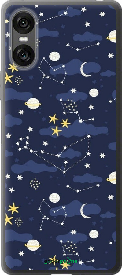 Силиконовый чехол Астрономический узор. Милый дизайн мультяшной вселенной для Sony Xperia 10 VI - 6446u-3976 изображение 