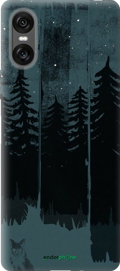 Силиконовый чехол Лиса и ночной лес для Sony Xperia 10 VI - 6481u-3976 изображение 