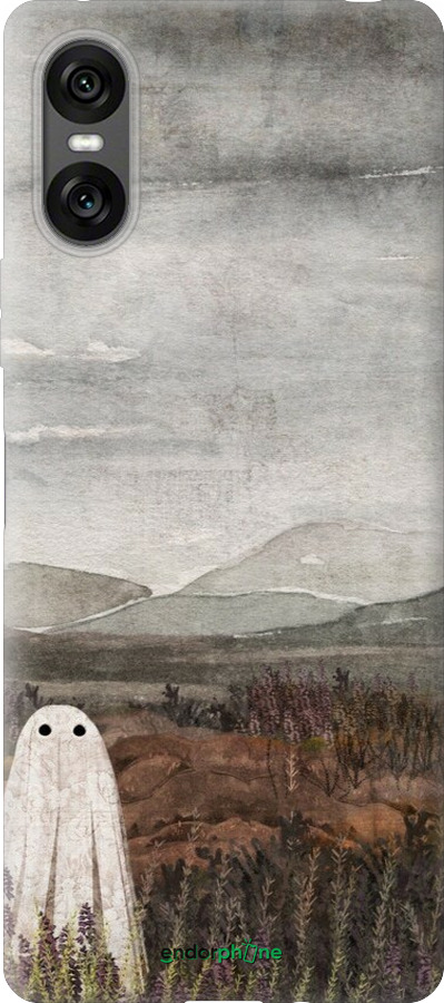 Силиконовый чехол Одинокий призрак на фоне гор для Sony Xperia 10 VI - 6486u-3976 изображение 