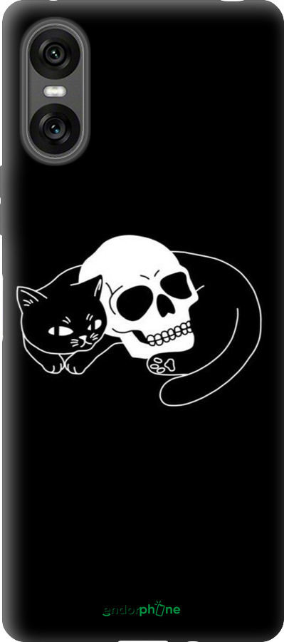 Силиконовый чехол С изображением кота и черепа для Sony Xperia 10 VI - 6491u-3976 изображение 