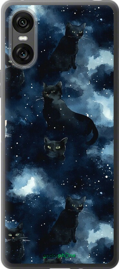Силиконовый чехол Изображение Кошек с тёмной акварелью для Sony Xperia 10 VI - 6521u-3976 изображение 