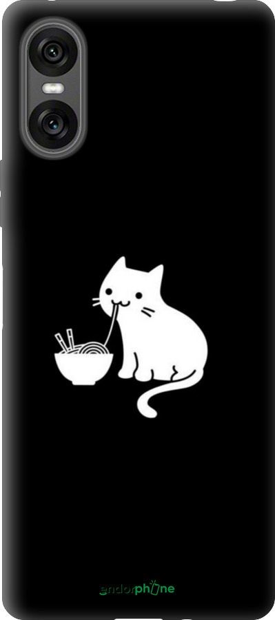 Силиконовый чехол С милым котом на черном фоне для Sony Xperia 10 VI - 6528u-3976 изображение 