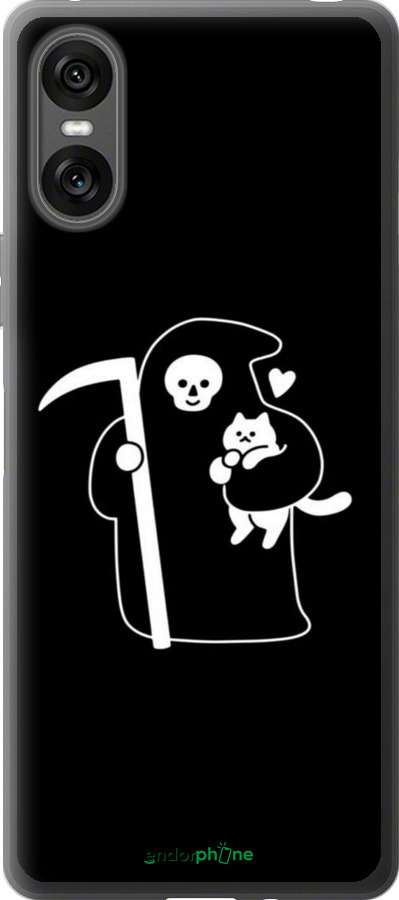 Силіконовий чехол Мінімалістичний арт: смерть та кішка для Sony Xperia 10 VI - 6529u-3976 изображение 
