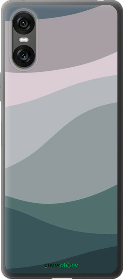 Силиконовый чехол С фиолетовым и бирюзовым ретро-стилем и волнами для Sony Xperia 10 VI - 6533u-3976 изображение 